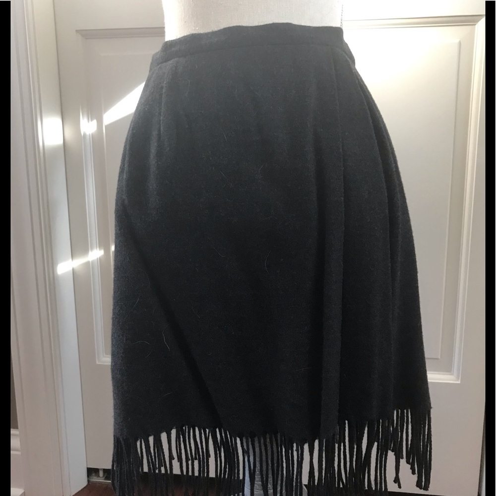 Vintage Anne Klein II Wool Fringe Skirt
